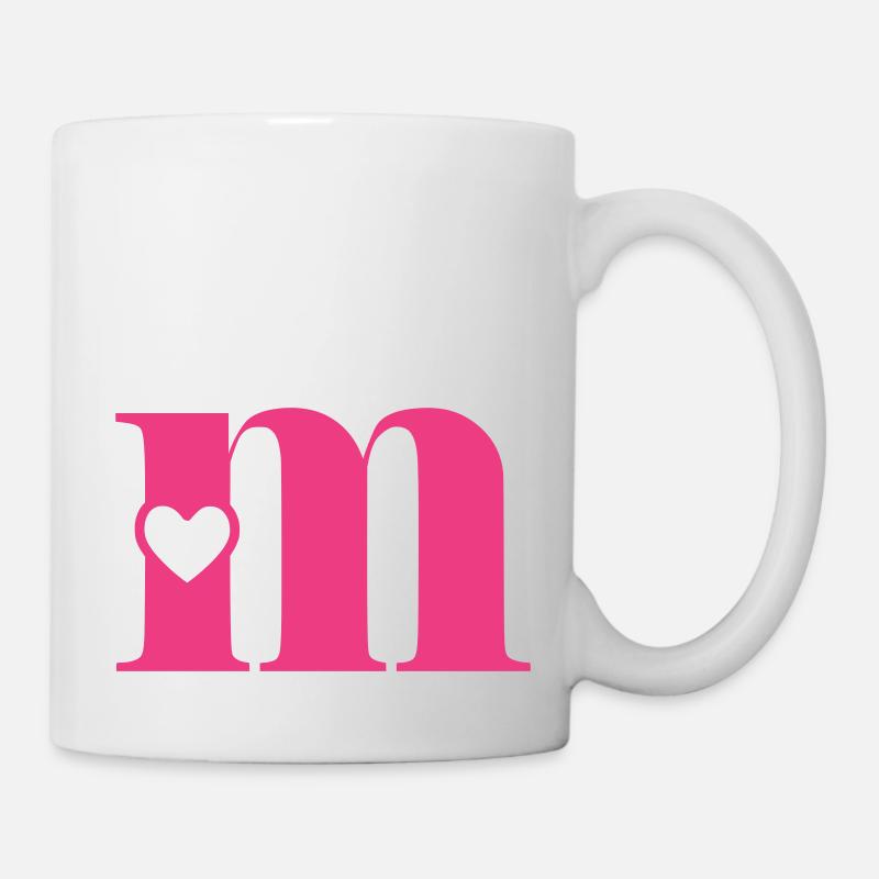 Buchstabe m Anfangsbuchstabe mit Herz - Tasse - Weiß