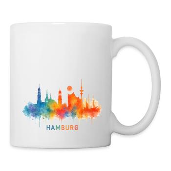 hamburg skyline aquarell - Tasse - Weiß - Rechts