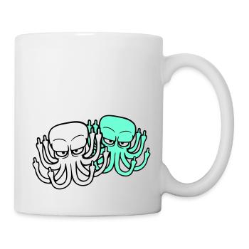 2 Pieuvre Majeur Insulte Fuck Off Équipe - Mug blanc - blanc - Droite