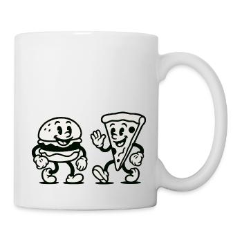 burger pizza comic - Tasse - Weiß - Rechts