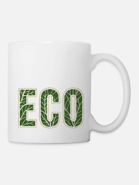Motif de feuille ECO Conscience environnementale Amis de la nature - Mug blanc - blanc