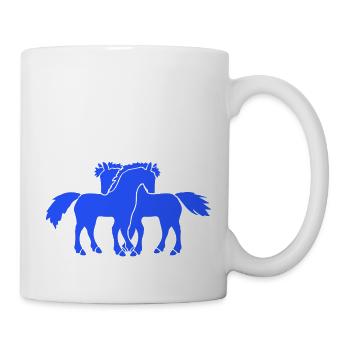 2 Pferde Team Pony Fohlen Pärchen Verliebt Freunde - Tasse - Weiß - Rechts
