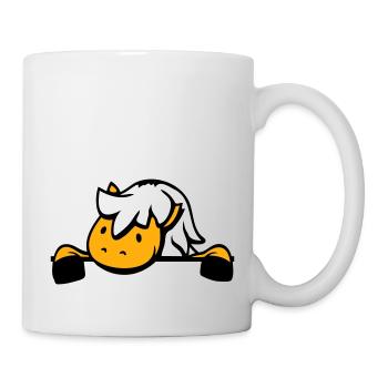 Pferd hinter Zaun versteckt Mauer Stalltür Pony - Tasse - Weiß - Rechts