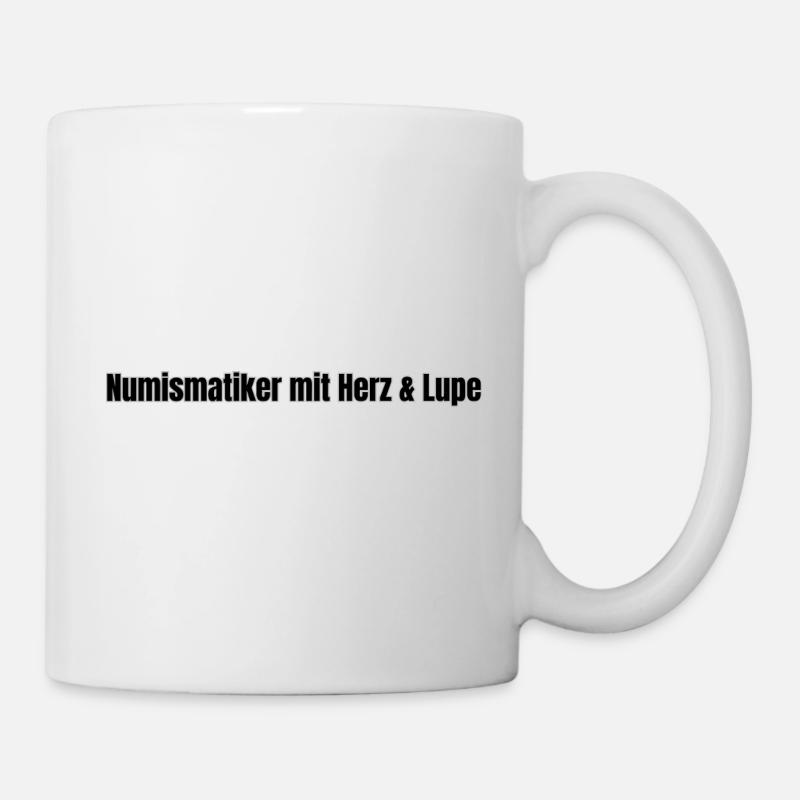 Numismate avec cœur et loupe - Mug blanc - blanc