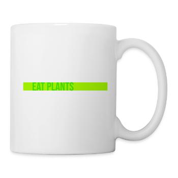 Eat Plants Funny Vegan Vegetarian Statement Logo - Mug - white - Right