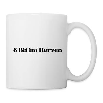 Oldschool- 8 Bit im Herzen - Tasse - Weiß - Rechts