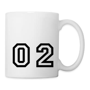 Nummer - 02 - null zwei - Tasse - Weiß - Rechts