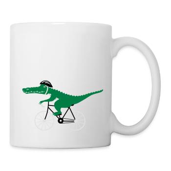 crocodile on bicycle - Tasse - Weiß - Rechts