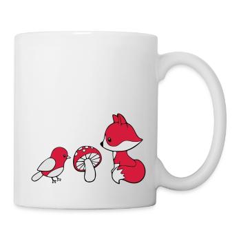 Fuchs Pilz Vogel - Tasse - Weiß - Rechts