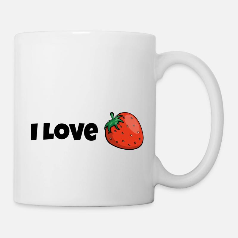 I love Erdbeeren Früchte Obst lecker Geschenk - Tasse - Weiß