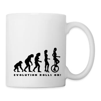 evolution_einradfahrerin_1c_b - Mug blanc - blanc - Droite