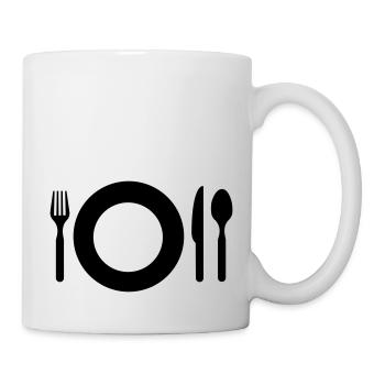 Besteck Grafik ESSEN HUNGER GESCHENKIDEE - Tasse - Weiß - Rechts
