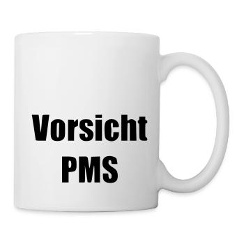Vorsicht PMS Warnung Frau Periode - Tasse - Weiß - Rechts