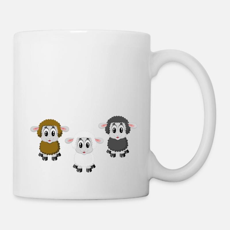 agneaux mignons en marron, blanc et noir - Mug blanc - blanc