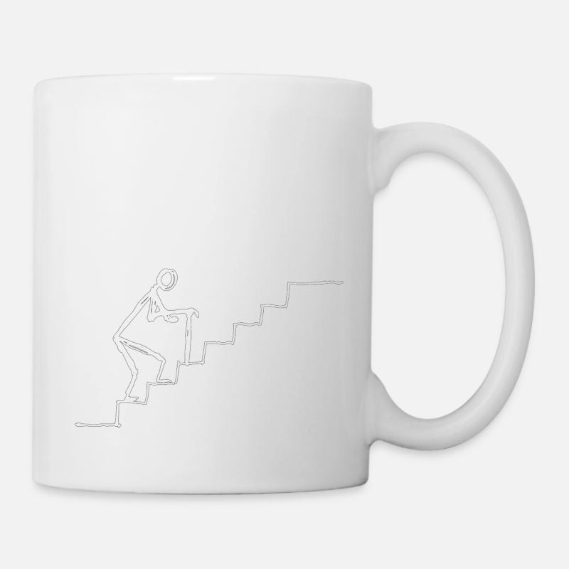 strichmaennchen senior auf treppe - Tasse - Weiß