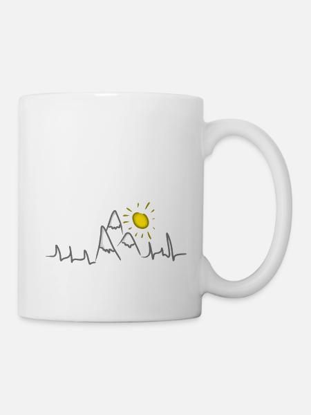 Berge Gipfel Alpen Herzschlag Sonne - Tasse - Weiß