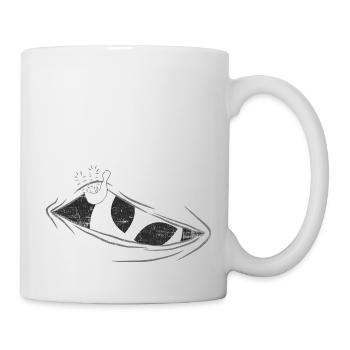 Funny alien looks from the belly - Mug - white - Right