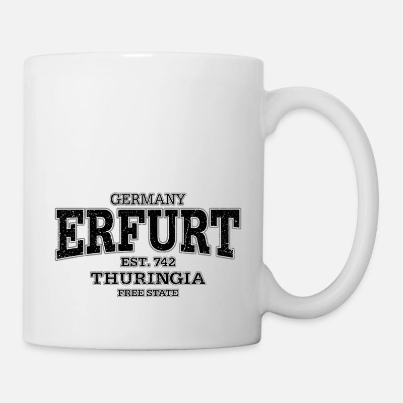 Erfurt Thüringen (à l'ancienne noir) - Mug blanc - blanc