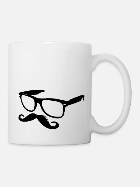 nerdy moustache - Tasse - Weiß