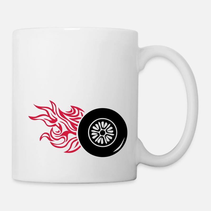pneu roue wheel flamme fire1 - Mug blanc - blanc