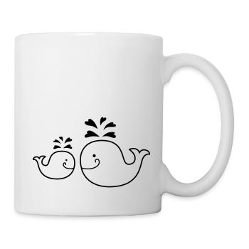 Wal - Mama - Kind - Fisch - whale - Mutti - 1C - Tasse - Weiß - Rechts