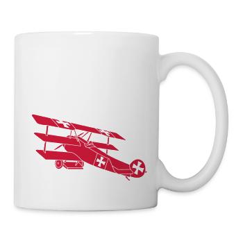 Fokker Airplane Flugzeug Roter Baron Red World War - Mug - white - Right
