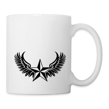 Nautical Star Wings, Tattoo Style, Protection Sign - Mug - white - Right