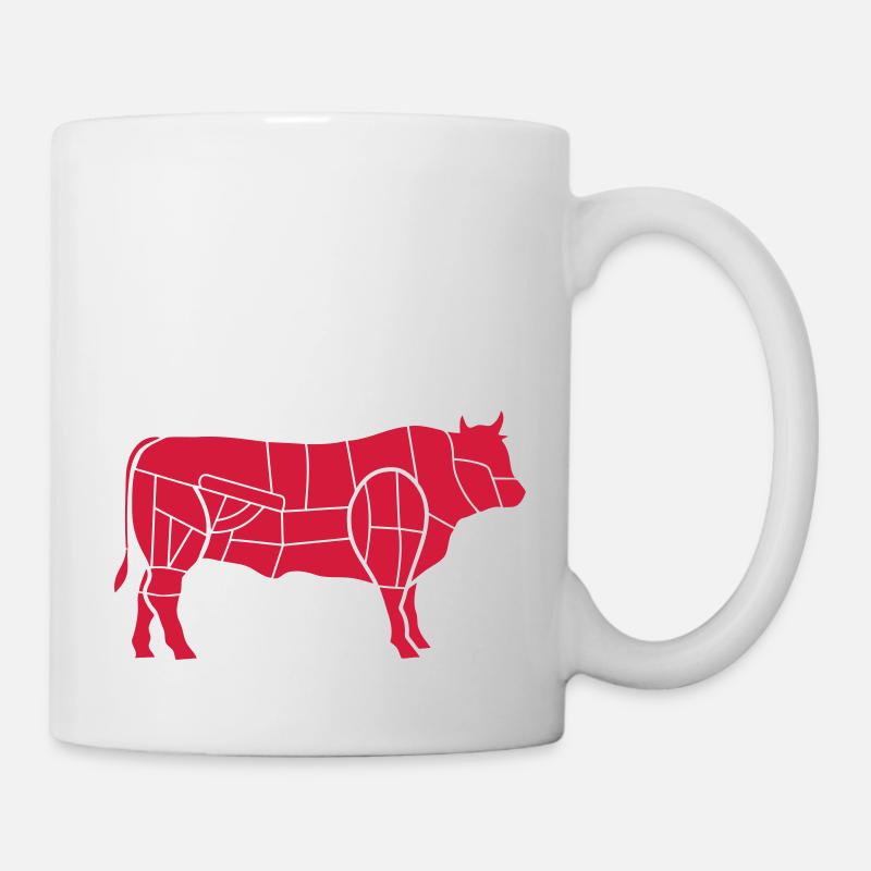 boucher silhouette de bœuf vache viande BBQ grill - Mug blanc - blanc