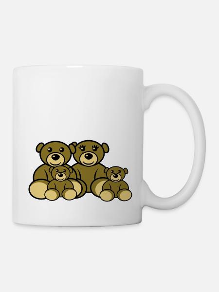 Teddy famille papa maman enfants - Mug blanc - blanc
