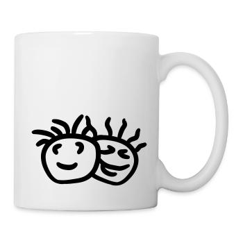 2 Party Freunde Team Smileys Gesichter - Tasse - Weiß - Rechts