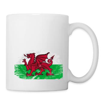 Wales Flag - Vintage Look - Tasse - Weiß - Rechts