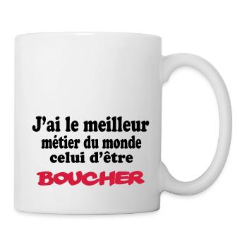 J'ai le meilleur métier du monde boucher : boucher - Mug blanc - blanc - Droite