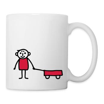 Junge mit Bollerwagen - V2 - Tasse - Weiß - Rechts