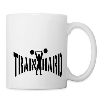 stemmen train hard text hantel trainieren hand arm - Tasse - Weiß - Rechts