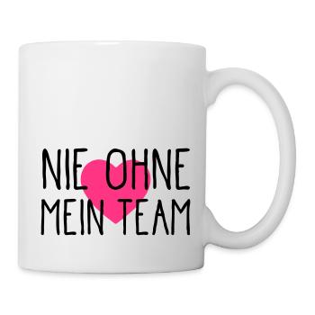 nie ohne mein team herz - Tasse - Weiß - Rechts