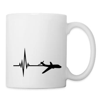 logo pulse frequency heartbeat line airplane airpl - Mug - white - Right