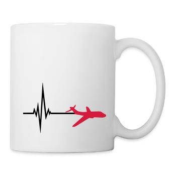 logo pulse frequency heartbeat line airplane airpl - Mug - white - Right
