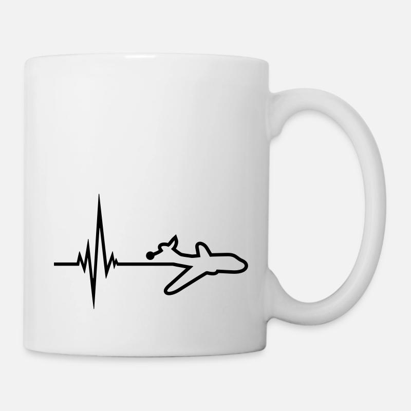 punkt logo puls frequenz herzschlag linienflugzeug - Tasse - Weiß