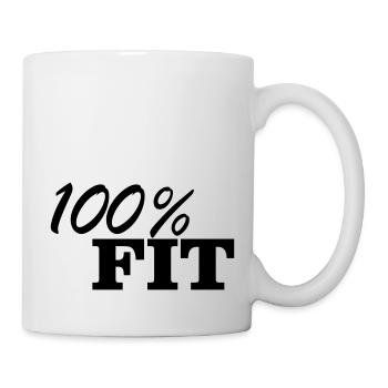 100% FIT Fun Shirt Training Strength Strength Gym - Mug blanc - blanc - Droite