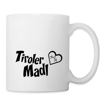 Tiroler Madl Mundschutz Corona Maske Berg Herz - Tasse - Weiß - Rechts