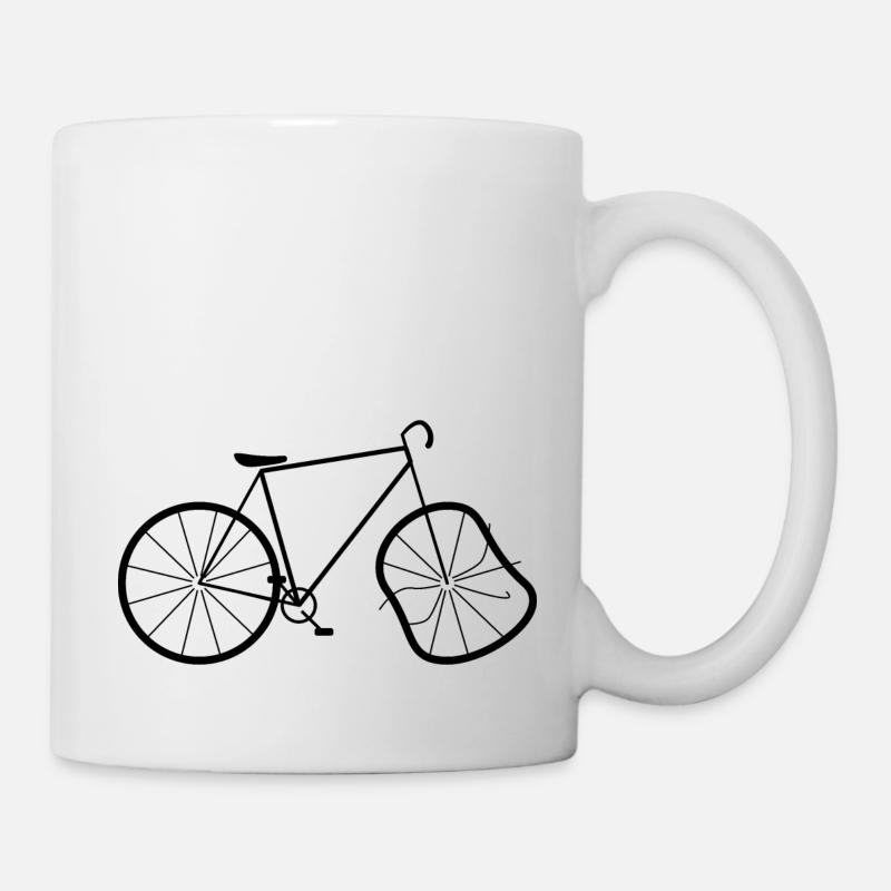 Bicycle with figure eight - crash - Mug - white