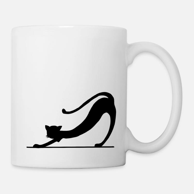 Schwarze Katze Silhouette - Tasse - Weiß