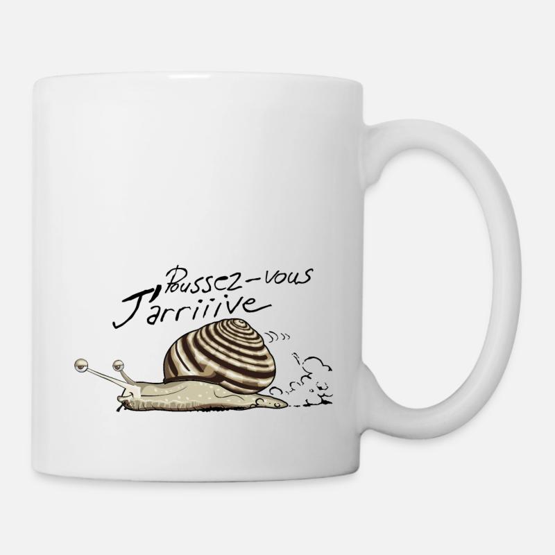 poussez vous arrive escargot dessin humour vitesse - Mug blanc - blanc