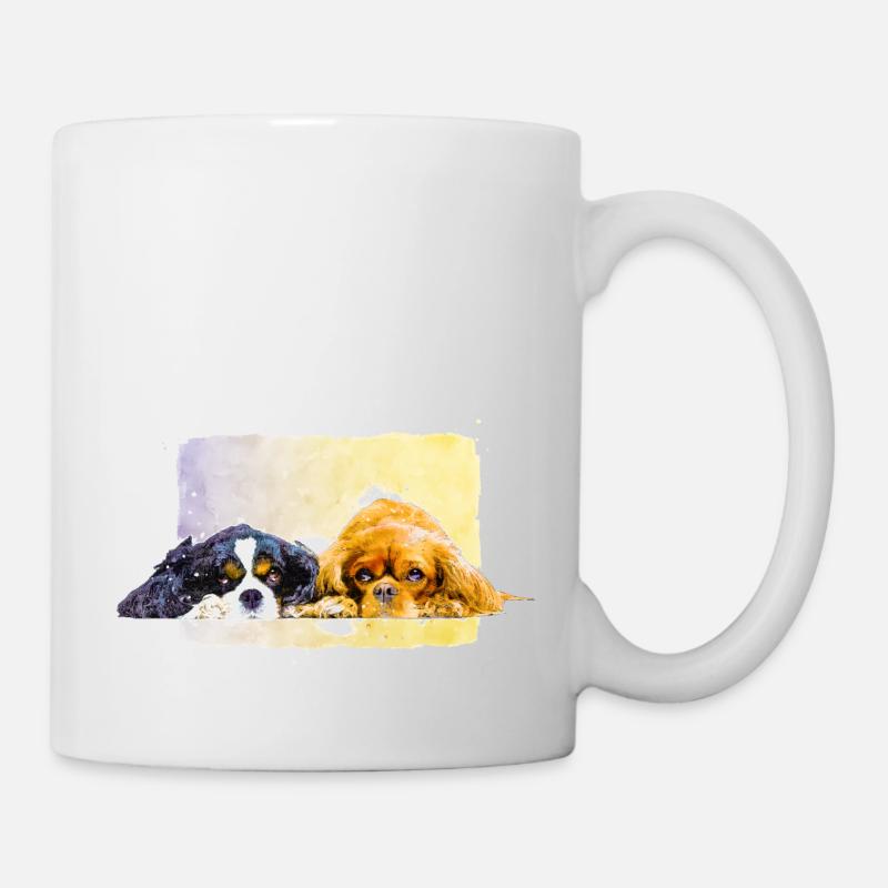 deux épagneuls cavalier mignons - Mug blanc - blanc