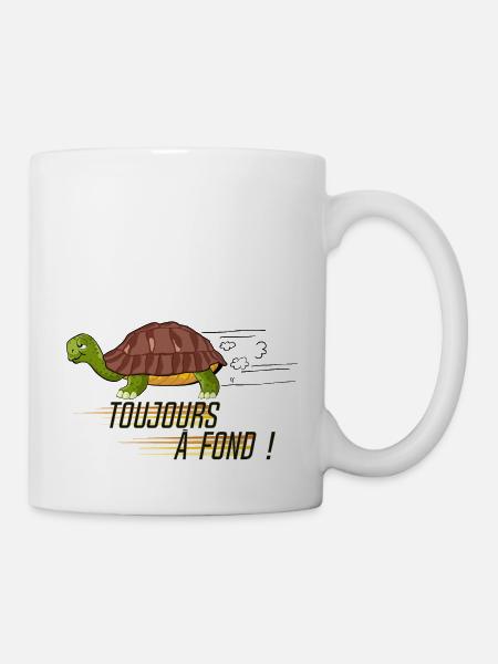 toujours a fond tortue dessin slogan humour - Mug blanc - blanc
