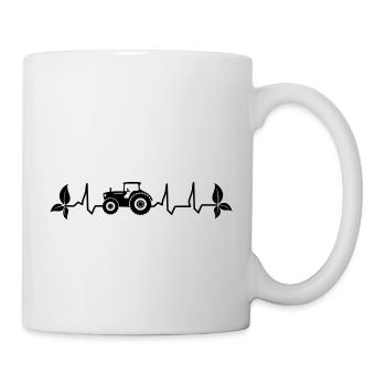 Tractor Heartbeat Trecker Pulse ECG Farmer Organic - Mug - white - Right