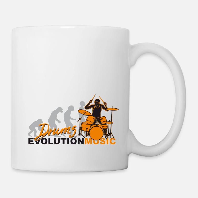 Drums, drummer, Schlagzeug, Evolution Musik - Tasse - Weiß