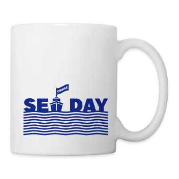 Vagues bleues du Jour de la Mer - Mug blanc - blanc - Droite