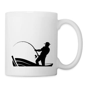 Angler im Boot - Tasse - Weiß - Rechts