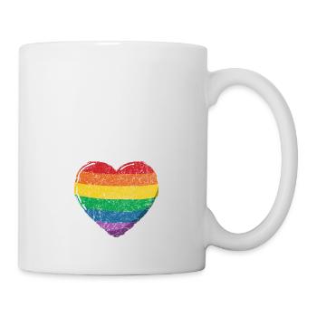 Regenbogen Herz Flügel LGBT LGBT Gay Pride Vintage - Tasse - Weiß - Rechts